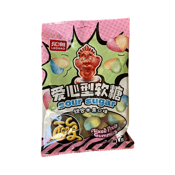 Мармеладные конфеты Lechao Sour кислые сердечки 118г
