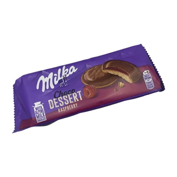 Pechene biskvitnoe Milka Malinovoe zhele v molochnom shokolade 147g