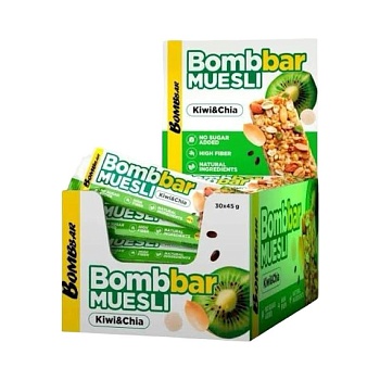 Батончик мюсли Bombbar мультизлаковый Киви-чиа 45г