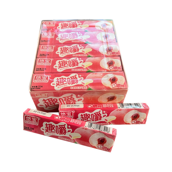 Konfety zhevatelnye Youbao s nachinkoy Persik 35g