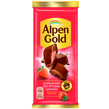 Шоколад Alpen Gold клубнично-йогуртовая начинка 80г