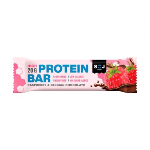 Proteinovyy batonchik Protein Bar s malinoy v molochnom shokolade 50g