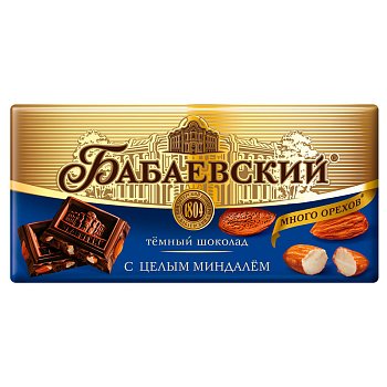 Шоколад Бабаевский Горький с миндалем 90г
