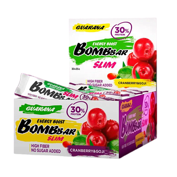 Батончик Bombbar Slim со вкусом Клюквы годжи 35г