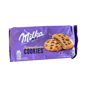 Печенье Milka Шоколадная Сенсация с начинкой и кусочками молочного шоколада 156г