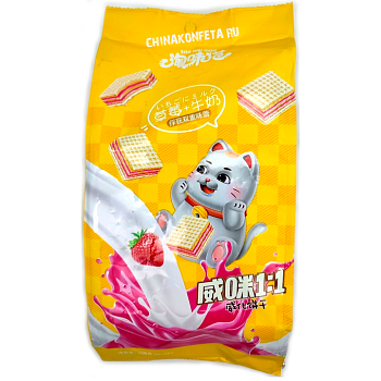Вафли Tao wei mao с молочно клубничной начинкой