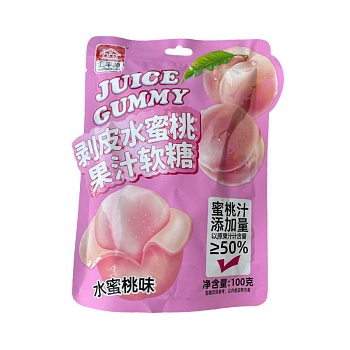 Мармеладные конфеты Huifengyuan с жидкой начинкой со вкусом персика 100г