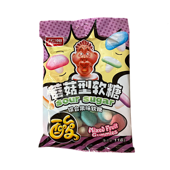 Мармеладные конфеты Lechao Sour кислые грибочки 118г