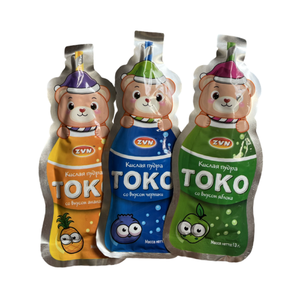 Kislaya pudra Toko so vkusom yabloka cherniki ananasa 13g