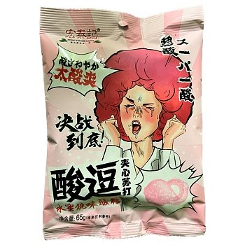 Конфеты Hong Tai Kee Foods Супер кислые Персик 65г
