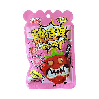 Конфеты Ujane Anger кислые со вкусом клубники 22г
