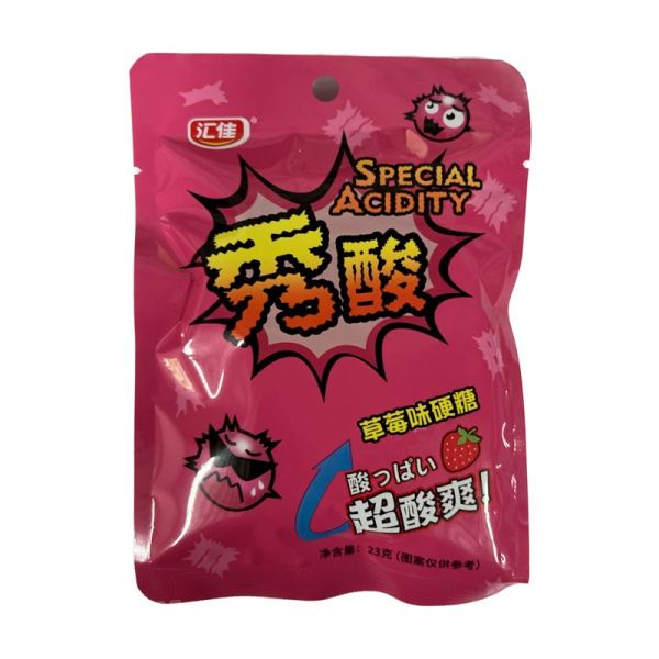 Konfety Huijia Special Acidity super kislye klubnika 23g