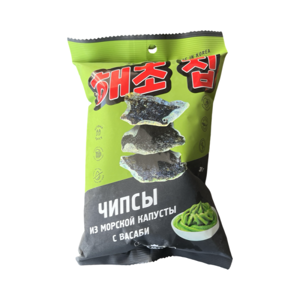 Chipsy EAT SEAWEED iz morskoy kapusty s vasabi 30g