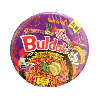 Лапша быстрого приготовления Buldak острая хабанеро-лайм 110г