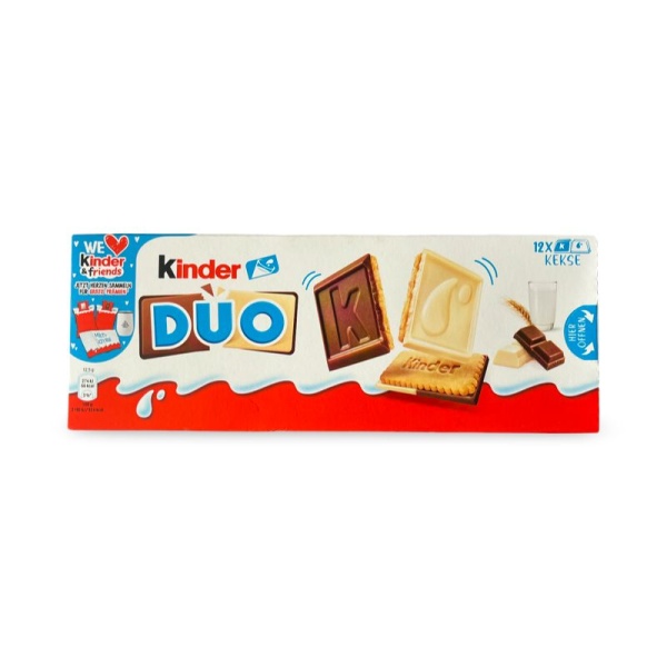 Pechene Kinder Duo pokrytoe molochnym i belym shokoladom 150g