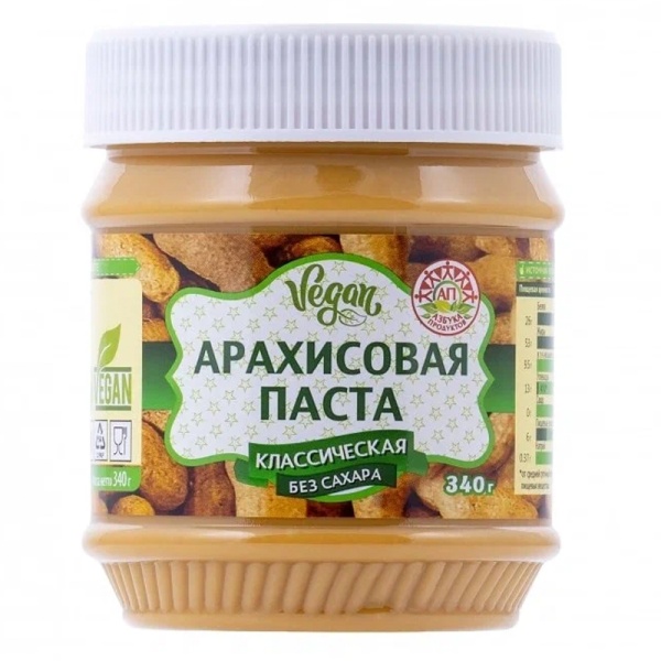 Arakhisovaya pasta Azbuka produktov Klassicheskaya bez sakhara 340g