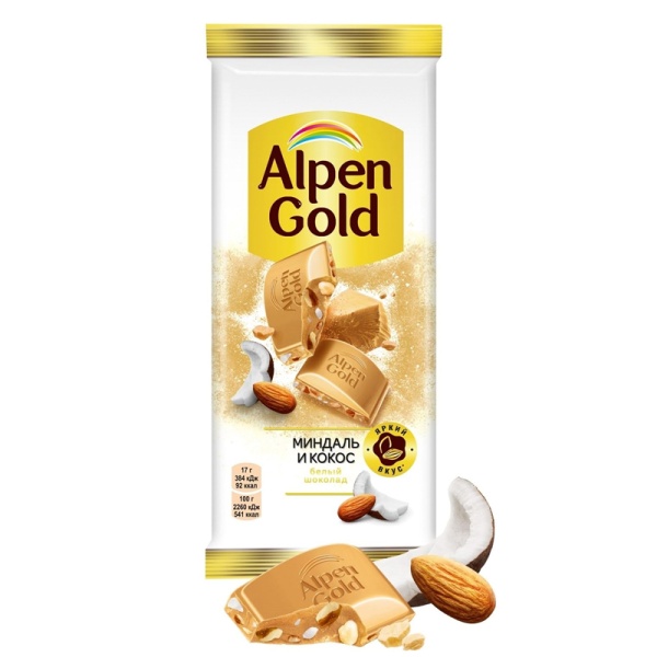 Shokolad Alpen Gold minal i kokos 85g