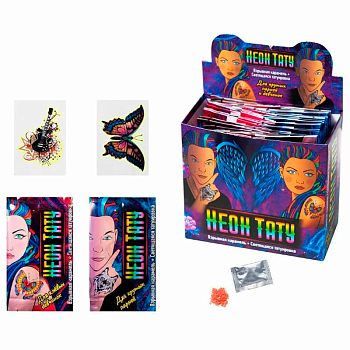 Карамель взрывная Неон тату с татуировкой 1г 