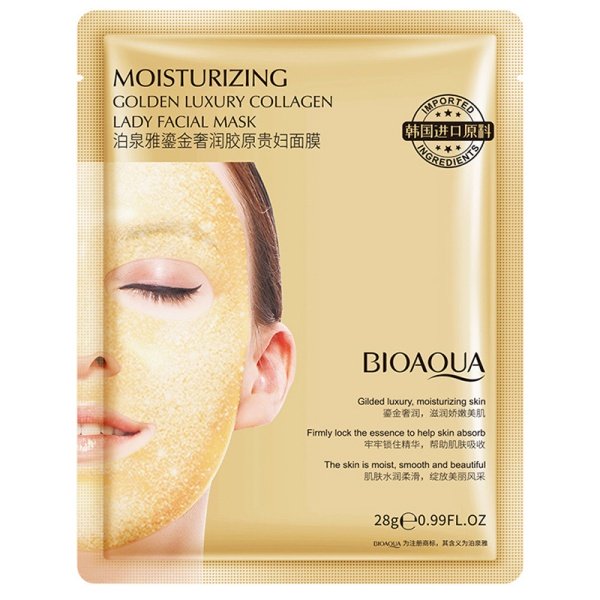 Maska dlya litsa Bioaqua BQY90522 gidrogelevaya kollagenovaya s zolotom