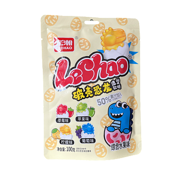Жевательные конфеты Lechao Dino с фруктовым вкусом 100г