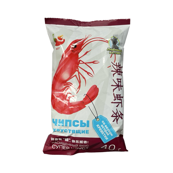 Chipsy LYuBIMYY BEGEMOT so vkusom krevetki s pertsem 40g