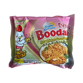 Лапша Boodak со вкусом острой курицы Сливочная 140г