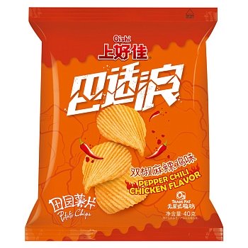 Чипсы Oishi Potato Chips Pepper Chili Chicken с пряным куриным вкусом 40г