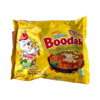 Лапша Boodak со вкусом острой курицы Сырная 140г