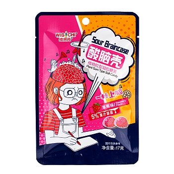 Конфеты желейные Wischi Кислые мозги клубника 17г