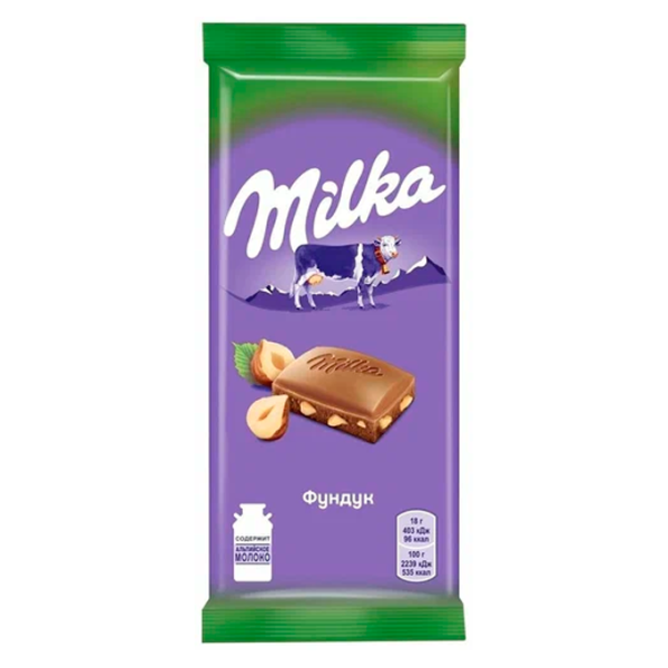 Shokolad Milka molochnyy s fundukom 85g